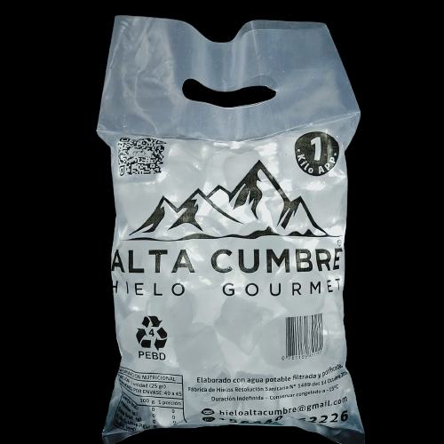 Hielo cubo bolsa 1 Kg. (embalaje 10kg.)